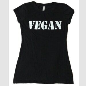 Joy Women's Size Medium Vegan Black T Shirt Cap Sleeves
